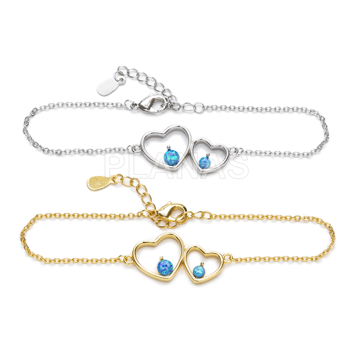 Pulsera en latón y Opalo. CORAZÓN.