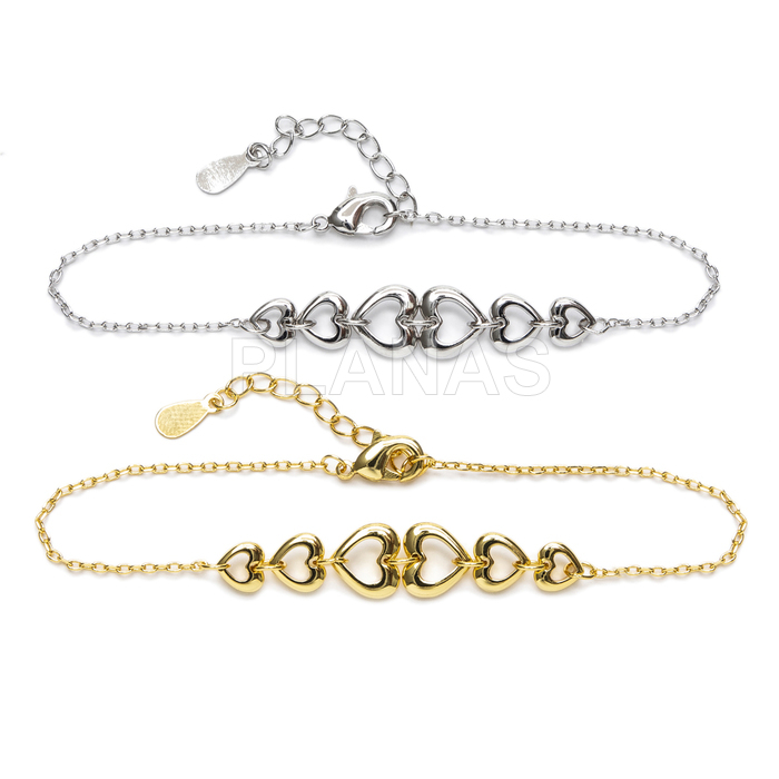 Pulsera en latón. CORAZONES .