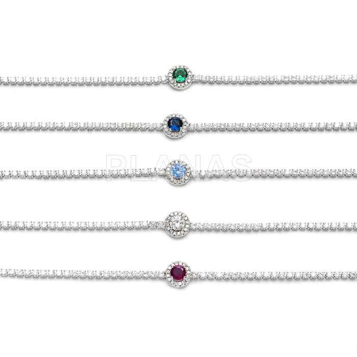 Pulsera en latón con circonitas.  