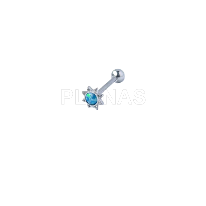 Piercing Lengua en Acero Inoxidable  316L y Opalo. SOL. 