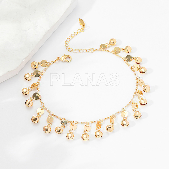 Tobillera en Latón y Chapado Oro 18k.