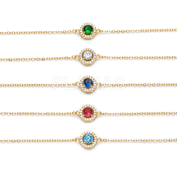 Pulsera en latón y Baño Oro 18k con circonitas.  