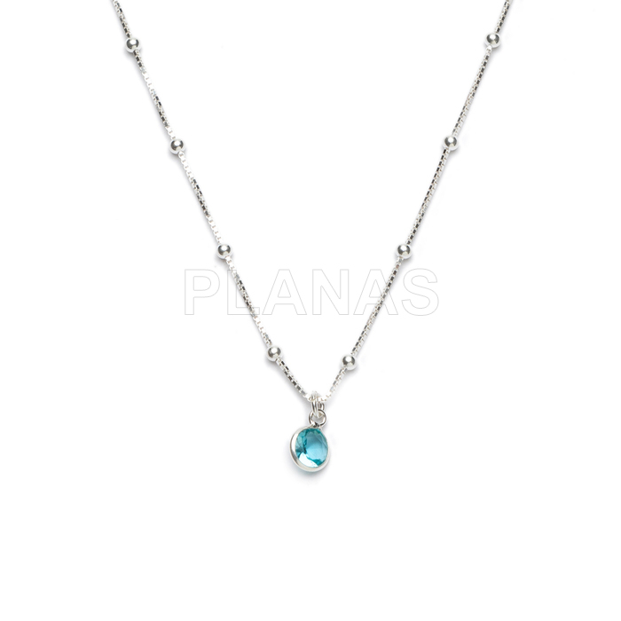 Collar en Plata de ley y circonita aguamarina.