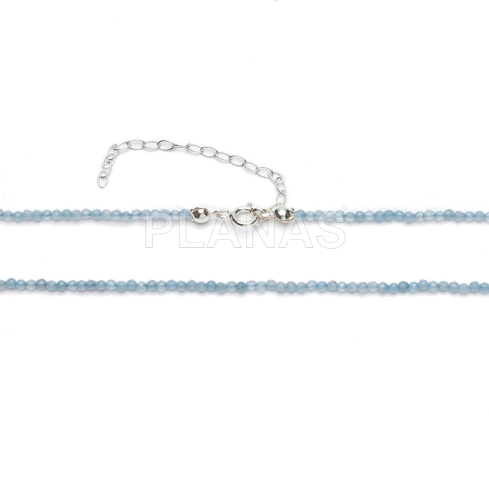 Collar en Plata de ley y agata facetada azul.