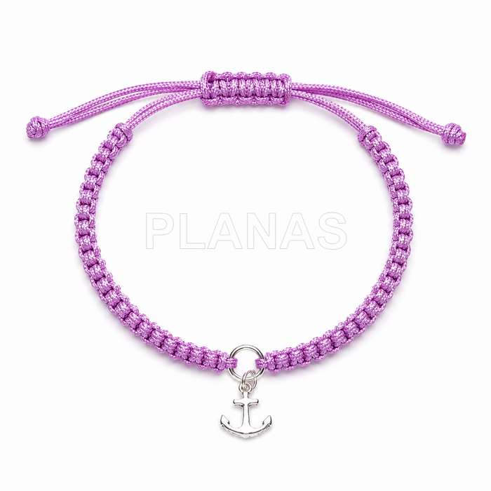 Pulsera macramé en Plata de ley. ANCLA.