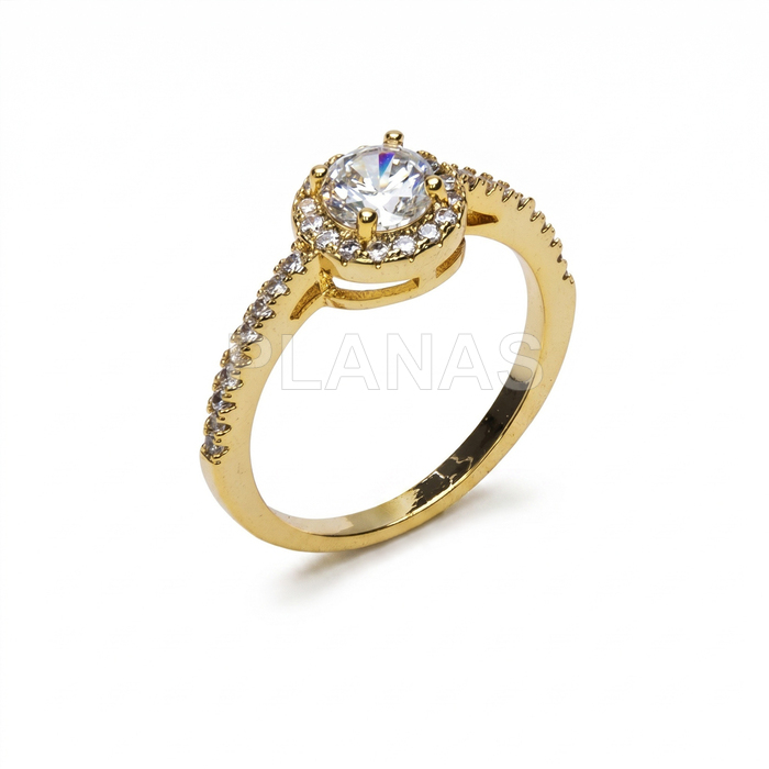 Anillo en Latón alta calidad y Baño Oro 18k con Circonitas blancas.  