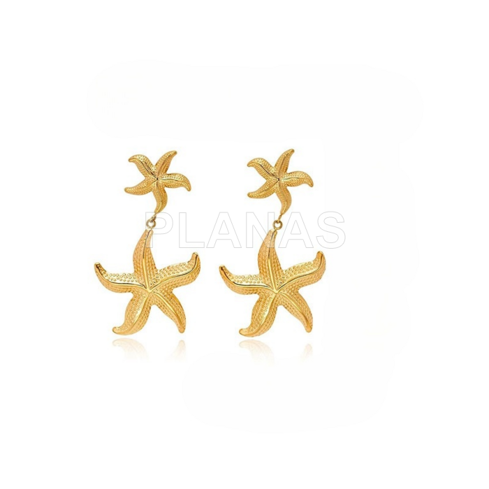 Pendientes en Acero Inoxidable 304 y Baño oro. ESTRELLA DE MAR.