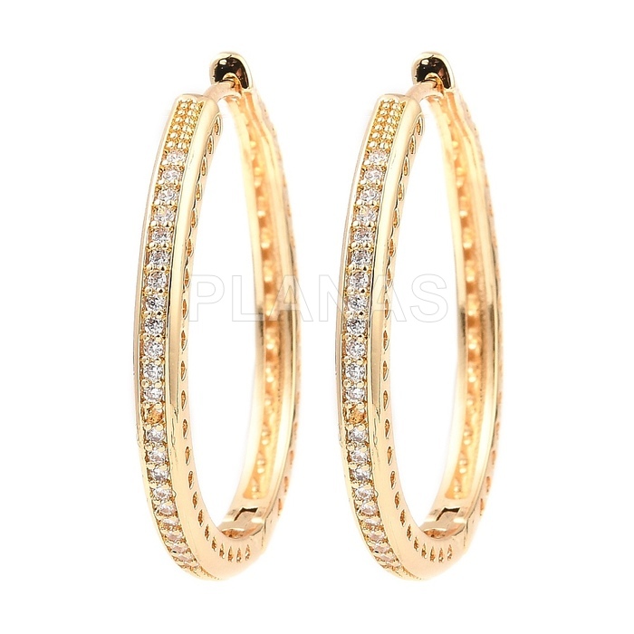Aros en Latón y Baño Oro rosa con Circonitas.  