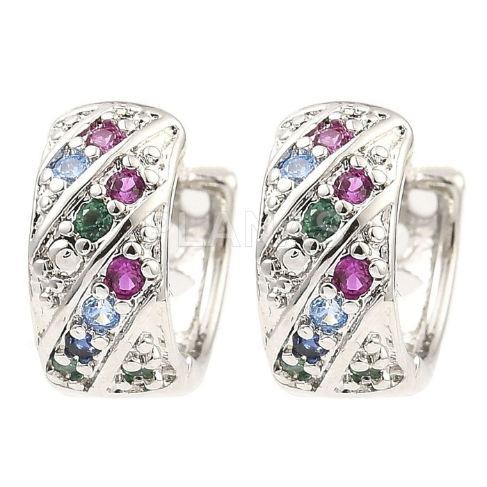 Aros en Latón y Circonitas de colores.  