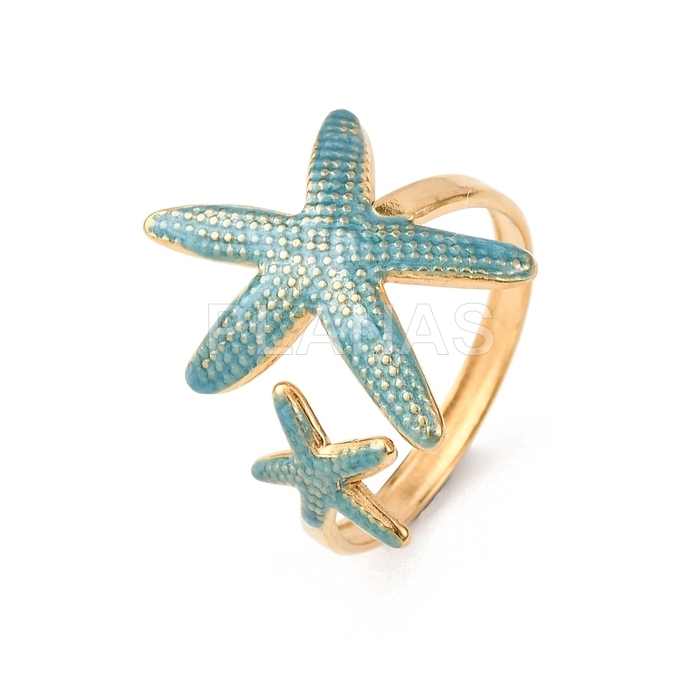 Anillo en Acero Inoxidable 304 y Baño Oro. ESTRELLAS DE MAR.