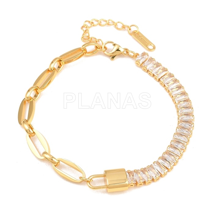 Pulsera en Acero Inoxidable y Baño Oro.  