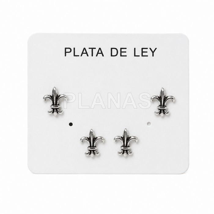 Pendientes en Plata de ley. FLOR DE LIS.