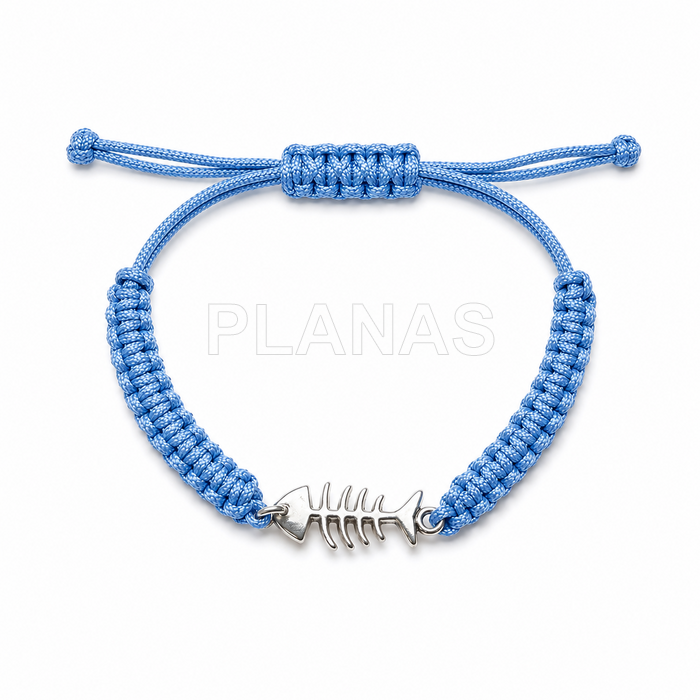 Pulseira de macramê em prata de lei. modelo espinha de peixe.