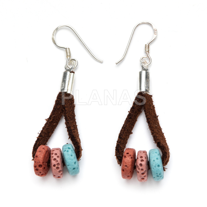 Pendientes en Plata de ley y Lava.