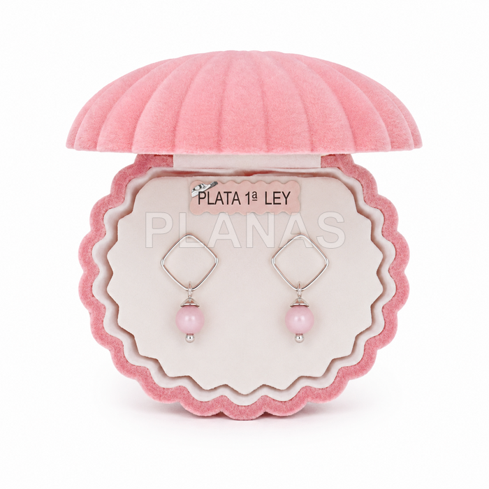 Pendientes en Plata de ley y Perla rosa pastel de 4mm. 