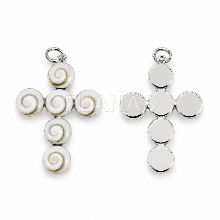 Pingente em prata de lei com cruz de shiva.