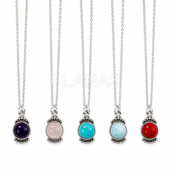 Collar en plata de ley y minerales.