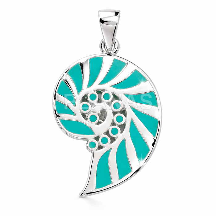 Colgante en Plata de ley y esmalte Turquesa. CARACOL.