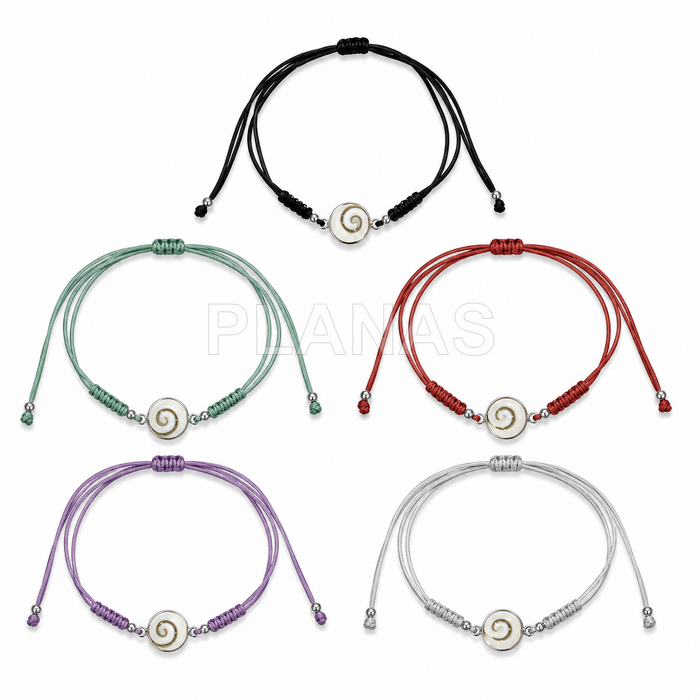 Pulsera macramé en Plata de ley y Chiva. 