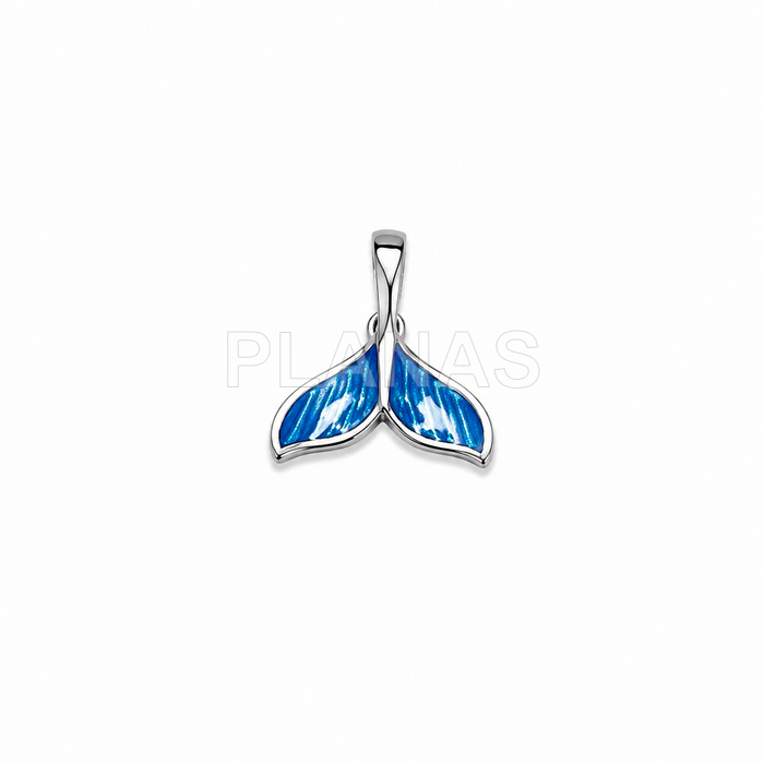 Colgante en Plata de ley y esmalte Azul. COLA DE BALLENA.