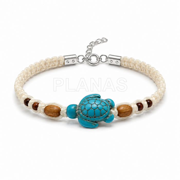 Pulsera en plata de ley y Tortuga.  