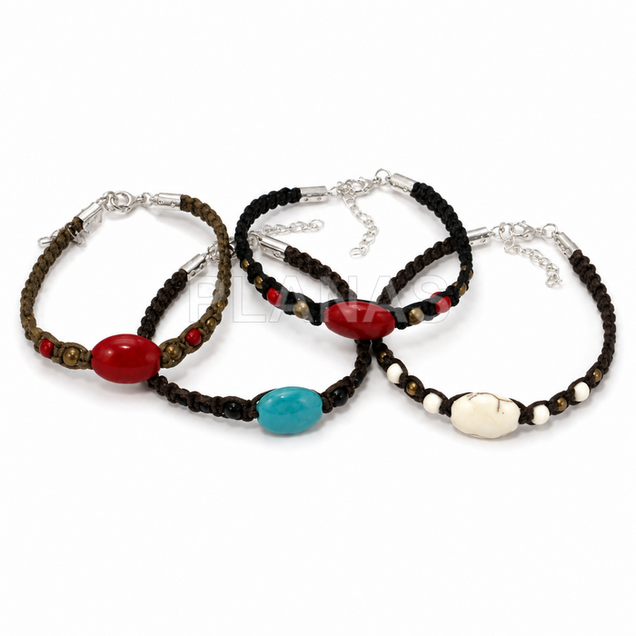 Pulseira de prata de lei com semente.  