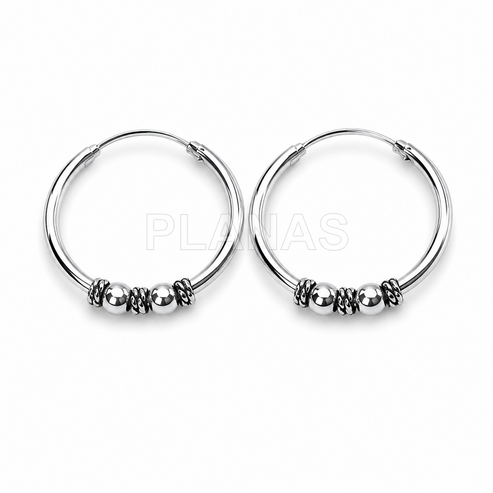 Brincos de argola bali em prata de lei 20mm.