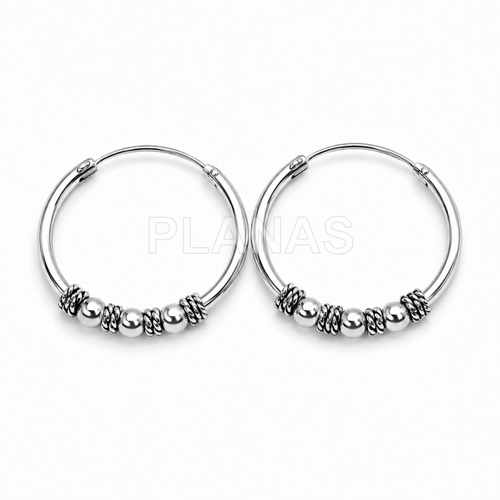 Brincos de argola bali em prata de lei 20mm.