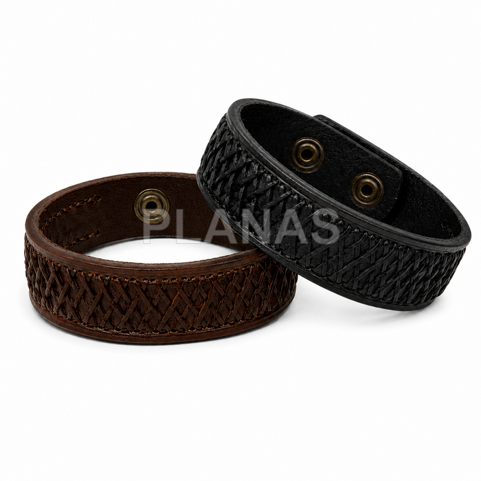 Pulsera de Piel, 20mm de ancho y trenzado.