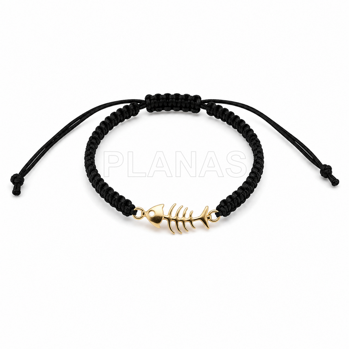 Pulsera macramé en Plata de ley y Baño Oro. RASPA DE PEZ.