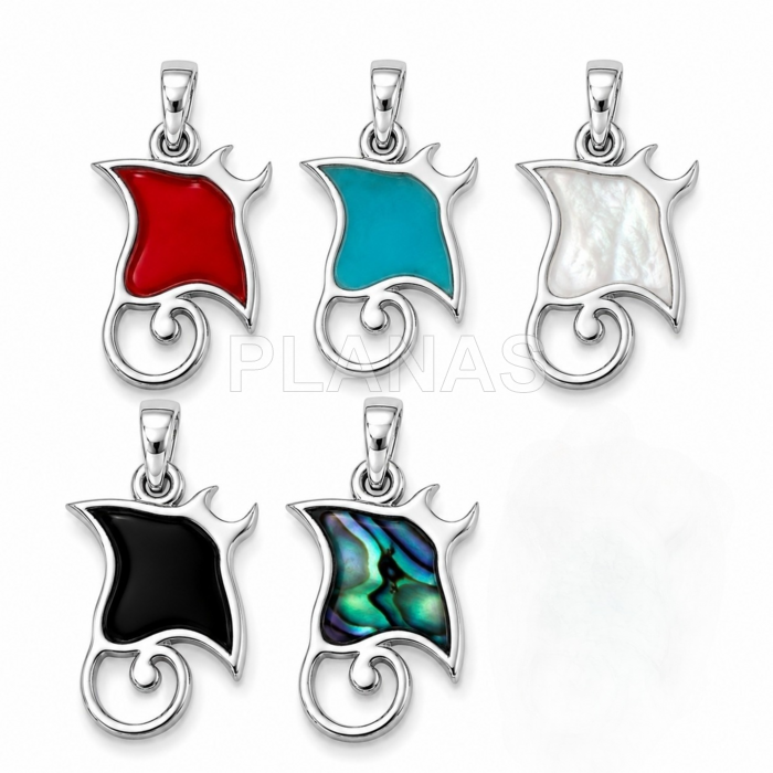 Colgante en Plata de ley. MANTA RAYA.