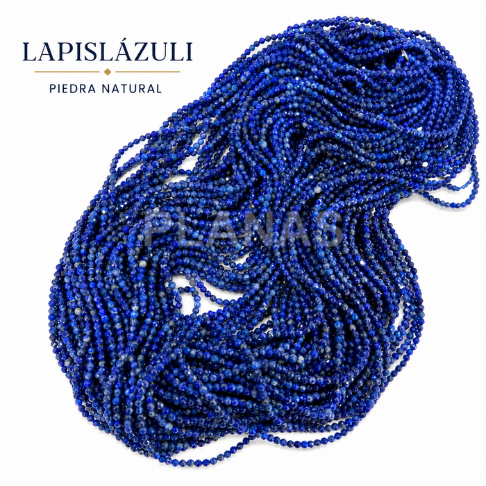 Tiras facetadas de lápis-lazúli natural de 2 mm.