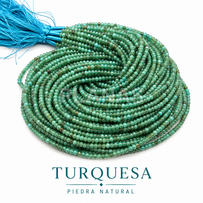 Tiras facetadas de turquesa natural de 2 mm.
