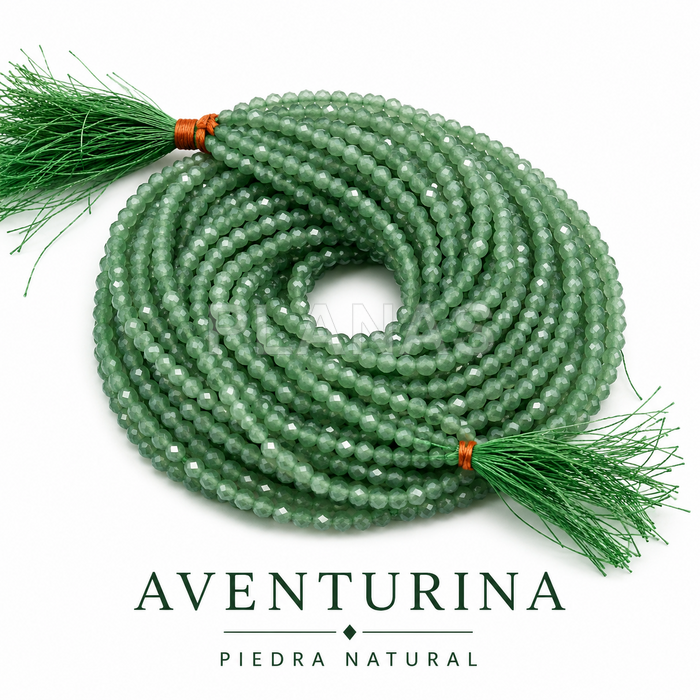 Tiras de aventurina natural facetadas de 2mm.