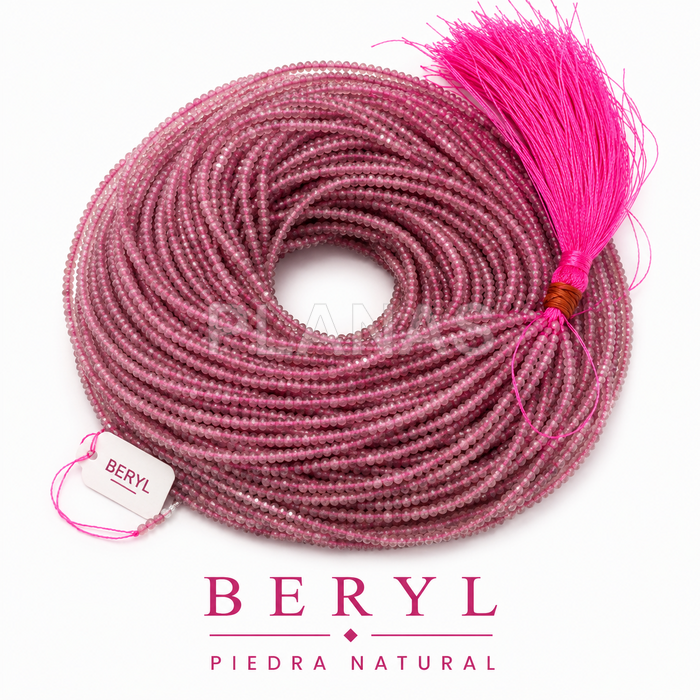 Tira facetada de berilo natural de 1,5 mm.