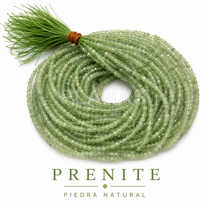 Tira de prehnita natural facetada de 2 mm.