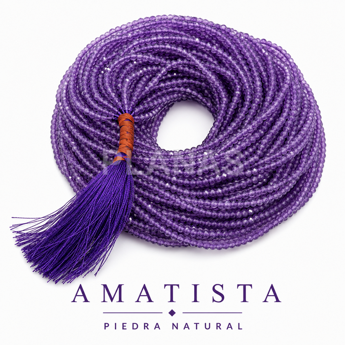Fita de ametista natural facetada de 2 mm.