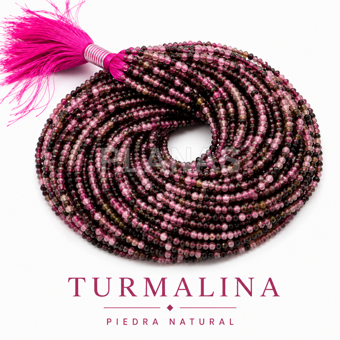 Faixa de turmalina natural facetada de 2 mm.