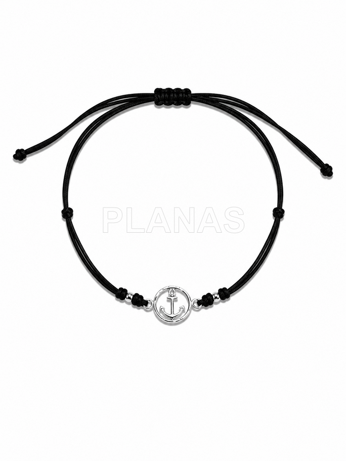 Tobillera macramé en Plata de ley. ANCLA.  