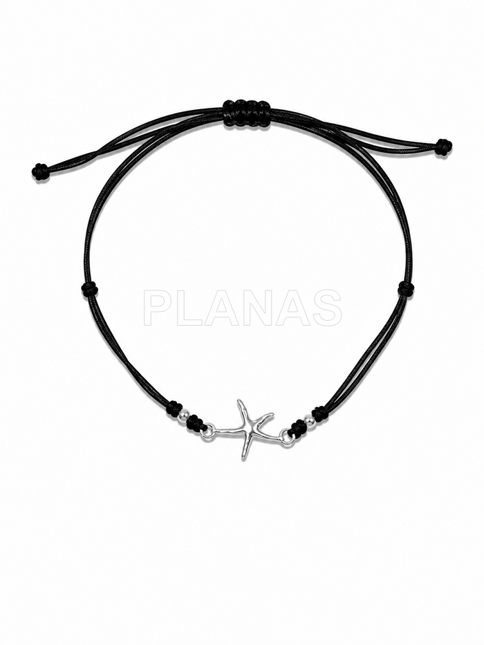 Tobillera macramé en Plata de ley. ESTRELLA DE MAR.  
