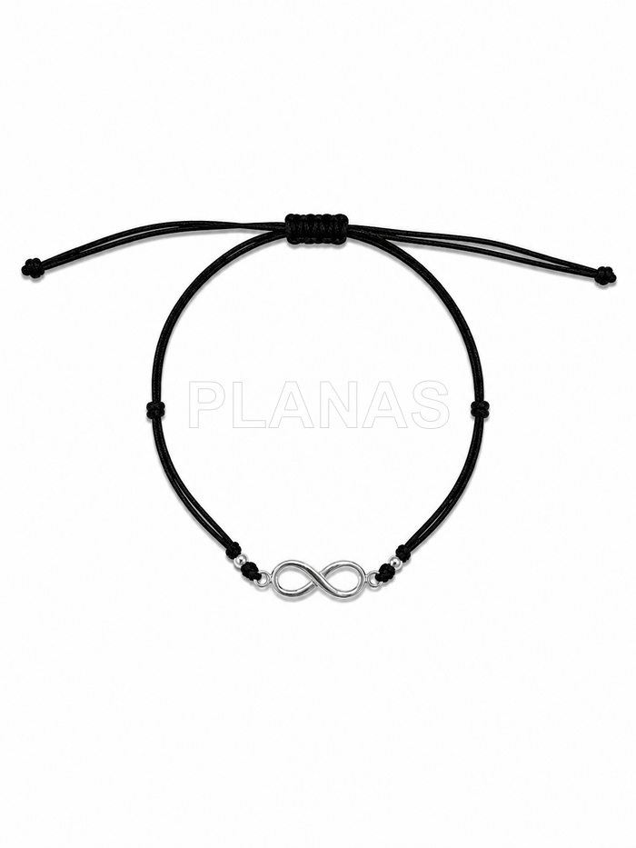 Tobillera macramé en Plata de ley. INFINITO.  
