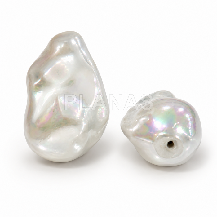 Pérola barroca sintética, branca. 25x15mm. 
