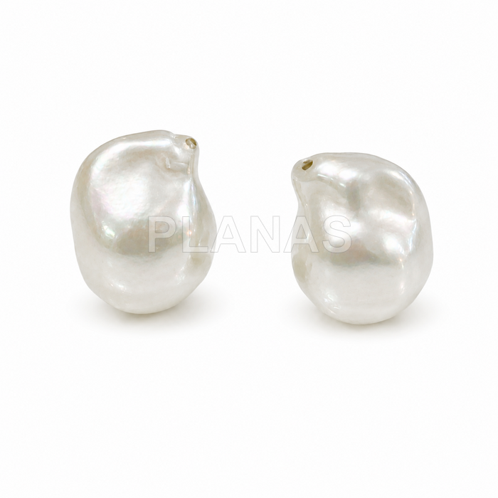 Perla barroca sintética color Blanco. 13x15mm. 