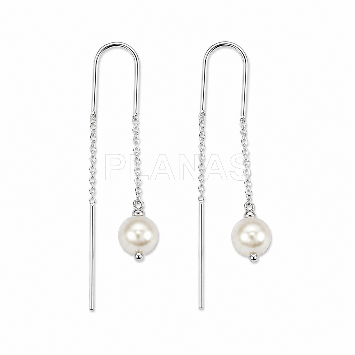 Pendientes en Plata de ley y perlas Austriacas de primera calidad 8mm.  