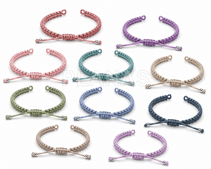 Pulseira de macramê para montar com contas de prata de lei.