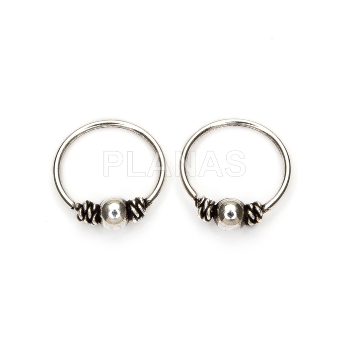 Brincos de argola bali em prata de lei 10mm.