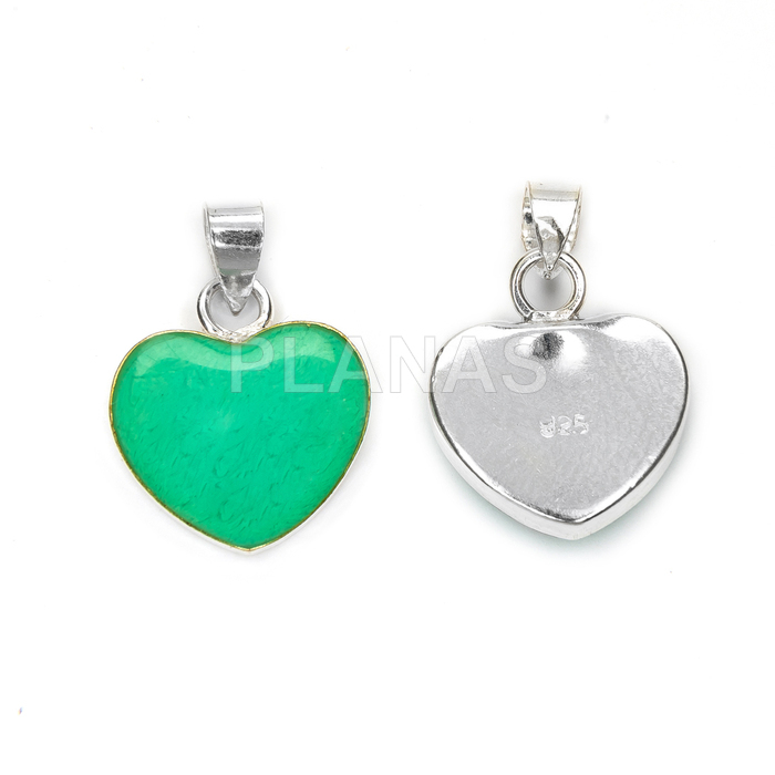 Colgante en Plata de ley y esmalte turquesa. CORAZÓN.
