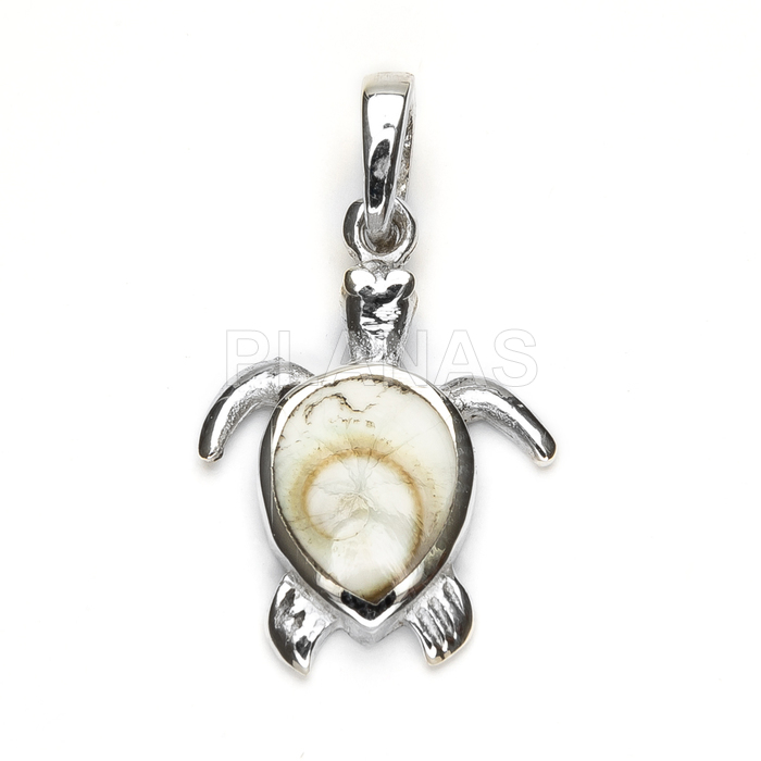 Pingente em prata de lei com tartaruga de shiva.