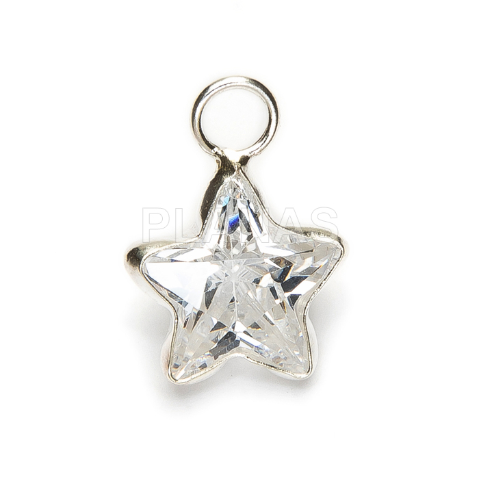 Colgante en Plata de ley y circonita blanca. ESTRELLA.