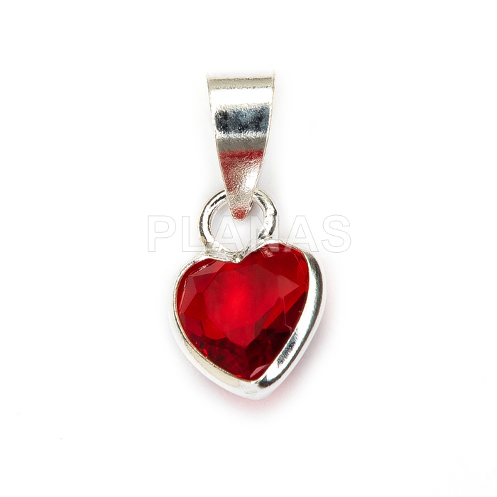 Colgante en Plata de ley y circonita. CORAZÓN.